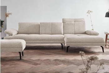 andas Ecksofa Stenlille L-Form beige 295x83x162cm weich grob NaturLEDER inkl. Sitztiefen-, Kopfteil- Armteilverste