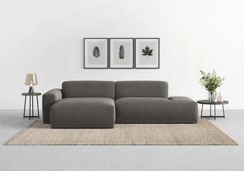 Trendmanufaktur Ecksofa Braga L-Form Cord grau (beluga) 275x72x160cm
