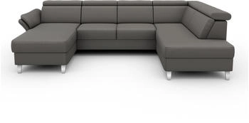 sit&more Wohnlandschaft Vincenzo U-Form grau 317x84x93cm grau