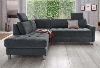 sit&more Ecksofa Pablo L-Form grau (dunkelgrau) 233x78x196cm fein mit Bettfunktion dunkelgrau