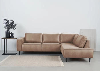 Places of Style Ecksofa Fumone Lederoptik oder Soft-Touch Chenille 260x83x200cm schwarz beige