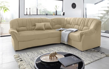 Domo Polsterm&ouml;bel Ecksofa Bahia L-Form beige 256x91x200cm Luxus-Microfaser mit Muster, mit Bettfunktion beige