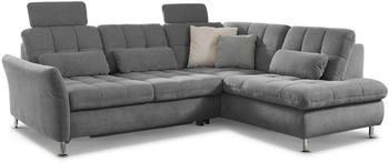 DIE PLANBAR Ecksofa MP-IN20016 L-Form grau 242x87x116cm mit Kopfst&uuml;tzen Bettfunktion, mit Kaltschaum-Polsterung grau