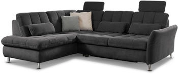 DIE PLANBAR Ecksofa MP-IN20016 L-Form schwarz 242x87x116cm mit Kopfst&uuml;tzen Bettfunktion, mit Kaltschaum-Polsterung schwarz