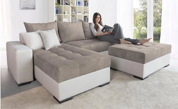 Collection AB Ecksofa Josy L-Form grau (taupe) 214x84x161cm , Federkern taupe