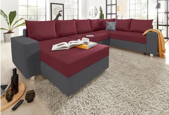 Collection AB Wohnlandschaft Paris U-Form lila (anthrazit, lila) 310x85x212cm / Microfaser PRIMABELLE Zierkissen