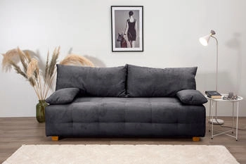 Collection AB Schlafsofa , grau 196x45x96cm Schlafsofa,Bettkasten,Bonellfederkern,Rückenkissen,Armlehnenkissen anthrazit
