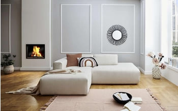 andas Ecksofa Noord beige (cream) 227x71x161cm mit Kedernaht 227 cm Cord, cream