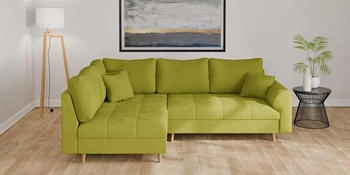 Home Affaire Ecksofa CHARRE incl. 3 Zierkissen gr&uuml;n 231x81x161cm L-Form feine Steppung, lose R&uuml;ckenkissen Cord Boucl&eacute;