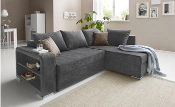 Collection AB Ecksofa John L-Form grau 226x85x160cm Microfaser PRIMABELLE Zierkissen: Luxus-Microfaser 1 Luxus-Microfaser