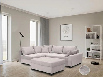 Collection AB Ecksofa Parma L-Form beige 224x42x161cm Bettkasten, inklusive Kissen, Bonellfederkern beige