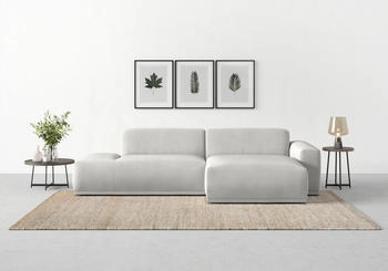 Trendmanufaktur Ecksofa Braga L-Form Cord silber (silber lining) 275x72x160cm