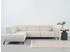 Places of Style Ecksofa Lorcan beige 275x77x210cm Strukturmit schwarzen Metallfüßen, Lederoptik weichem Strukturstoff