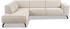 Places of Style Ecksofa Lorcan beige 275x77x210cm Strukturmit schwarzen Metallfüßen, Lederoptik weichem Strukturstoff