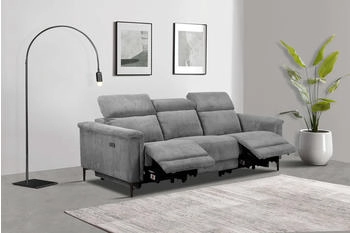 Places of Style 3-Sitzer Lund Cord, mit 2 Sitzen grau 222x97x100cm USB, Kopfteilverstellung 222 cm