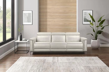 Places of Style 3-Sitzer Lund, mit manueller elektrischer Relaxfunktion beige 222x97x100cm Echtleder Kunstleder 2 Sitzen links