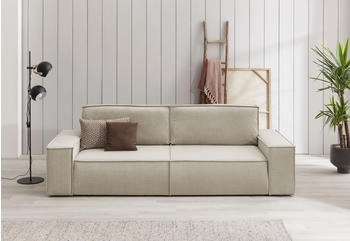 Home Affaire 3-Sitzer SHERWOOD Schlafsofa (257cm) Cord Samtvelours Vintage-Lederoptik beige (cream) 257x85x106cm cream