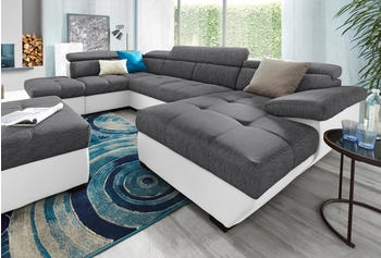 Cotta Collection Wohnlandschaft Speedway U-Form grau (weiß, grau) 332x79x102cm / Luxus-Microfaser
