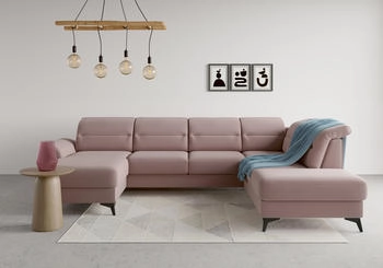 sit&more Wohnlandschaft Sinatra U-Form lila flieder 326x85x220cm
