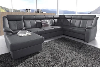 sit&more Wohnlandschaft Basel U-Form grau dunkelgrau 315x98x210cm Altara Nubuck Kunstleder SOFTLUX Naturleder