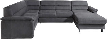 sit&more Wohnlandschaft Ascara U-Form grau anthrazit 312x85x204cm NaturLeder Luxus-Microfaser rechts