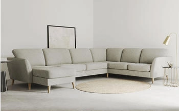 Home Affaire Wohnlandschaft MARSEILLE XXL 349cm U-Form Ottomane rechts/links beige 349x88x242cm fein Filzoptik