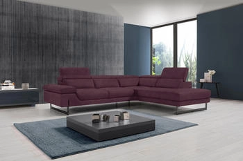 Egoitaliano Ecksofa Queenie lila plum 284x95x108cm Luxus-Microfaser Naturleder