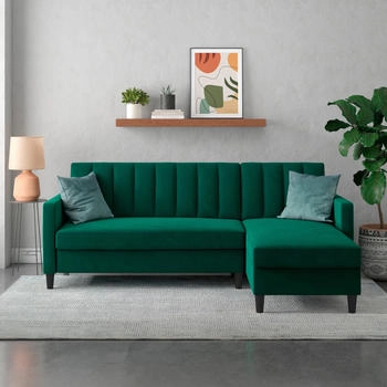 Dorel Home Ecksofa Celine, L-Form grün dunkelgrün 213x83x154cm Veloursstoff Recamiere montierbar dunkelgrau