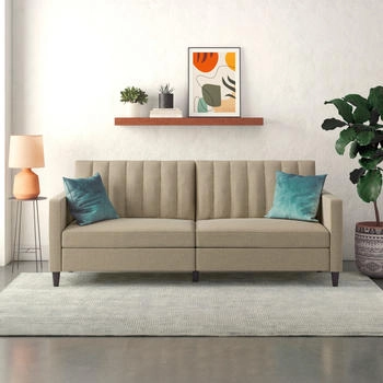 Dorel Home 3-Sitzer Celine braun cappucino 203x83x83cm Webstoff Rückenlehne 2-teilig 3-fach verstellbar 43 cm cappucino
