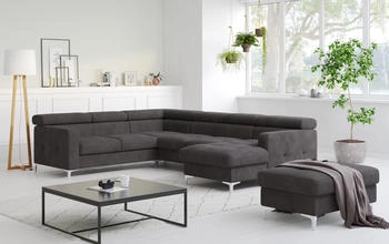Cotta Collection Wohnlandschaft Sammy U-Form 304x74x240cm Kopfteilverstellung schwarz