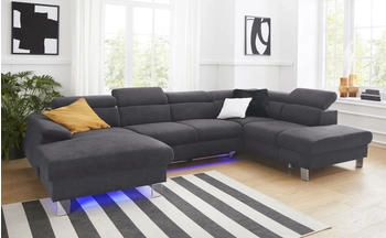 Cotta Collection Wohnlandschaft Komaris U-Form grau 320cm Microfaser PRIMABELLE Kunstleder SOFTLUX