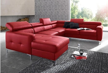 Cotta Collection Wohnlandschaft Sammy U-Form rot 304x74x240cm Naturleder schwarz/beige