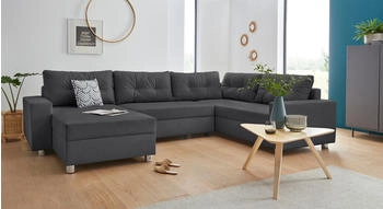 Collection AB Wohnlandschaft Paris U-Form grau anthrazit 310x212cm Samtoptik Federkern anthrazit
