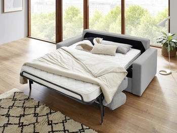 Atlantic Home Collection Schlafsofa Rolando grau 196x82x208cm f&uuml;r Dauerschl&auml;fer geeignet hochwertiger Matratze grau