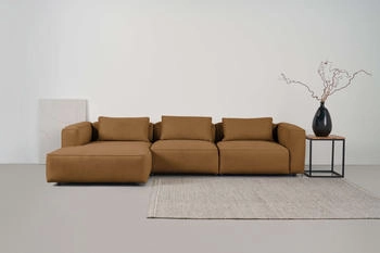 andas Ecksofa Tvinnet braun 317x73x166cm 94% PES 6% NY 317 cm extra tiefe Sitzfläche, kubisches Sitzvergnügen braun