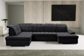 Woltra Wohnlandschaft WERK2 Kordula-New U-Form grau anthrazit 332x105x217cm Schlafcouch anthrazit