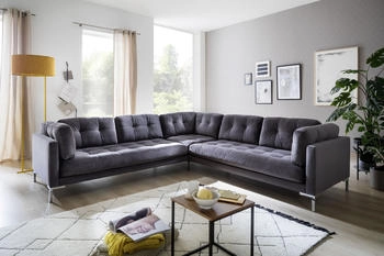 Trends By Hg Wohnlandschaft Landau U-Form grau 265x75x264cm Cord-Stoff Metallfuß grau