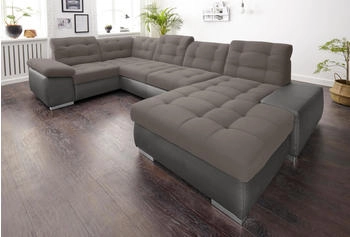 sit&more Wohnlandschaft Ontario U-Form grau fango, delfin 355x75x208cm Luxus-Microfaser