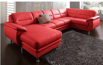 sit&more Wohnlandschaft Mailand U-Form rot 312x85x179cm Naturleder / Luxus-Microfaser Altara Nubuck Kunstleder