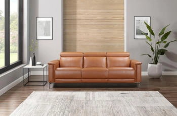 Places of Style 3-Sitzer Lund, manueller elektrischer Relaxfunktion braun cognac 222x97x100cm Kunstleder 2 Sitzen links u. Rechts