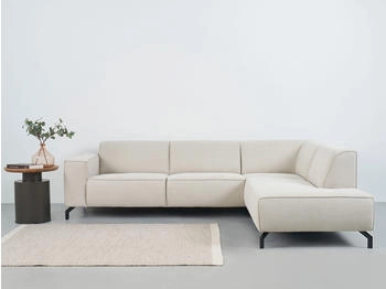 Places of Style Ecksofa Lorcan beige natur 275x77x210cm schwarz Lederoptik