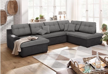 Home Affaire Wohnlandschaft Föhr U-Form grau hellgrau 310x75x200cm PRIMABELLE Melrose/Struktur Luxus-Microfaser