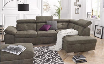exxpo Ecksofa Spring, super komfortabel Armteil- Kopfteilfunktion braun schlam 274x81x206cm Naturleder