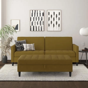 Dorel Home 3-Sitzer Presley gelb curry 203x83x83cm Webstoff Sofa -Funktion verstellbarer Rückenlehne curry