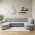 Domo Polstermöbel Wohnlandschaft Flores Leder-Bezug 293/180/86 cm U-Form silber 293x84x182cm ion Federkern
