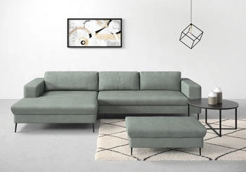 Domo Polsterm&ouml;bel Ecksofa Modica L-Form gr&uuml;n mint 329x81x173cm moderne Optik Recamieire Cord mint