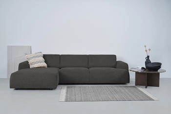 andas Ecksofa Linkka schwarz onyx 301x75x163cm Chenille-Stoff