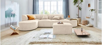 andas Ecksofa Alesund L-Form beige 362x84x183cm Cord Filzoptik