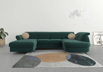 sit&more Wohnlandschaft Apulia U-Form grün dunkelgrün 304x78x192cm Webstoff Luxus-Microfaser Euphoria