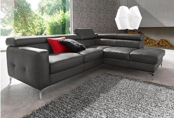 Cotta Collection Ecksofa Sammy L-Form grau fango 239x74x207cm Microfaser Primabelle Naturleder schwarz
